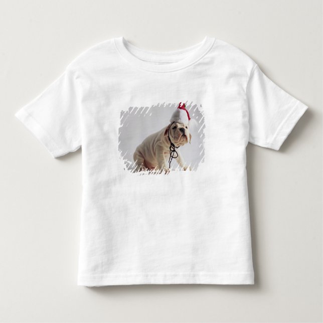 Camiseta Infantil Filhote de cachorro do buldogue que veste o chapéu (Frente)