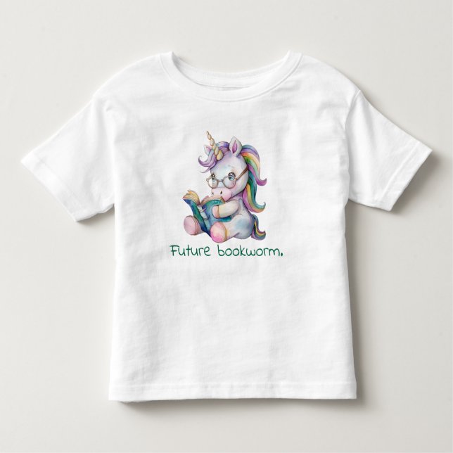 Camiseta Infantil Filme de Oficina Futuro Unicorn Lendo Bebê (Frente)