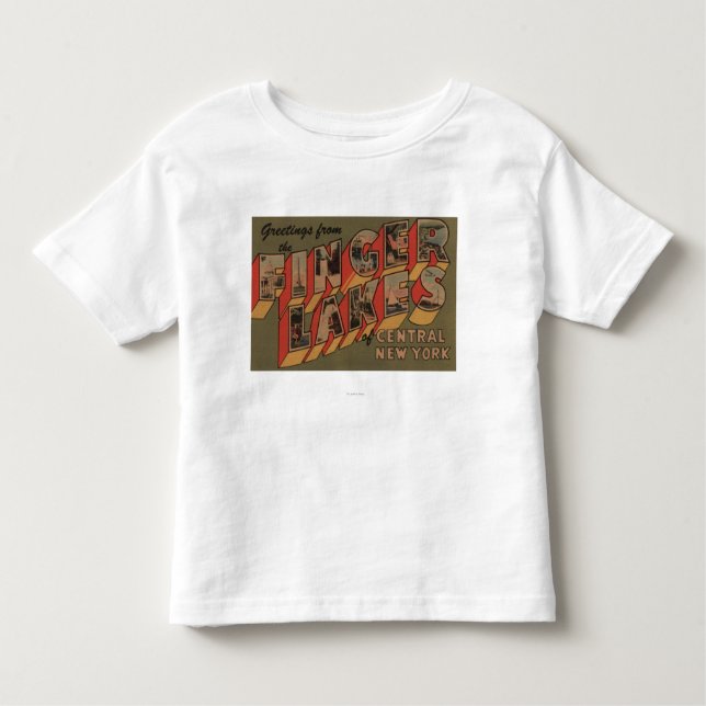 Camiseta Infantil Fingerlakes, New York - grandes cenas da letra (Frente)
