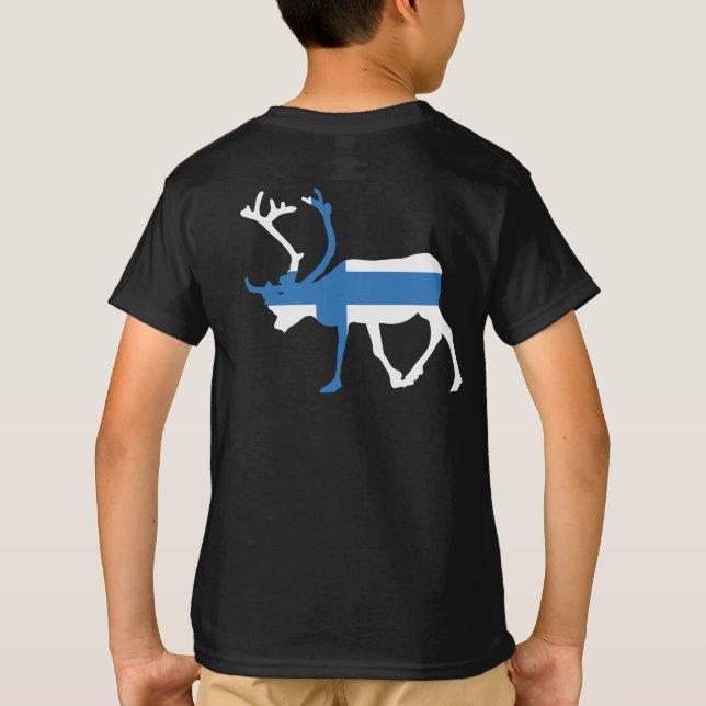 Camiseta Infantil Finland Renas Cervos Costas (Verso)