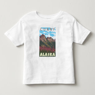 Camiseta Infantil Fireweed & montanhas - caril, Alaska