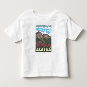 Camiseta Infantil Fireweed & montanhas - parque nacional de Denali,