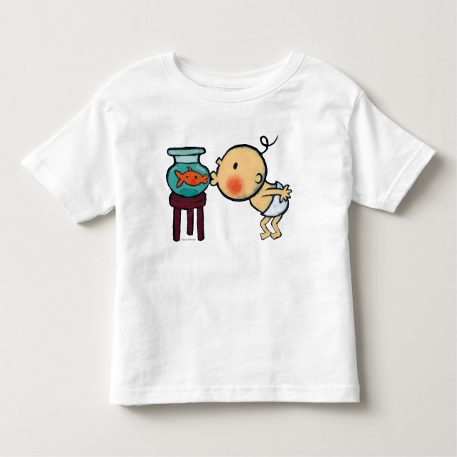 Camiseta Infantil Fishbowl beija o peixe dourado alaranjado (Frente)