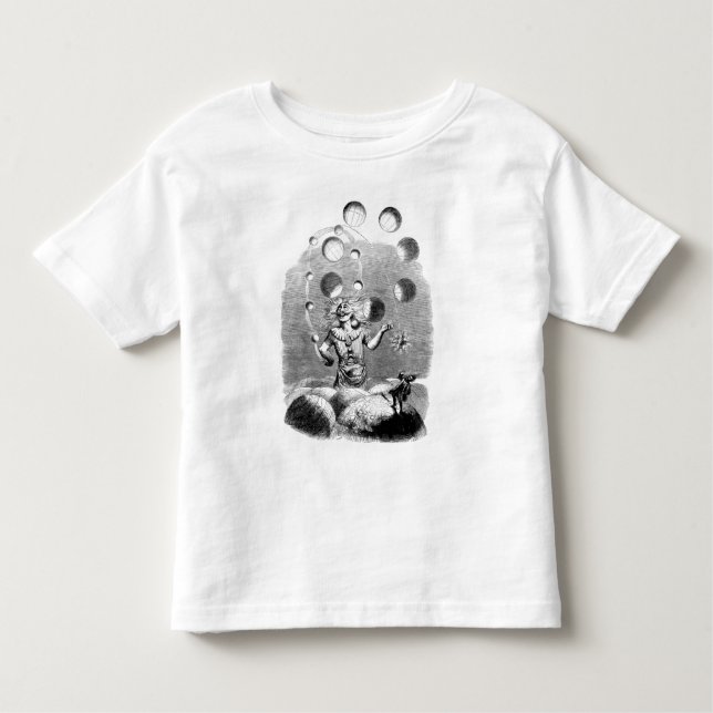 Camiseta Infantil Físico que manipula com os planetas (Frente)