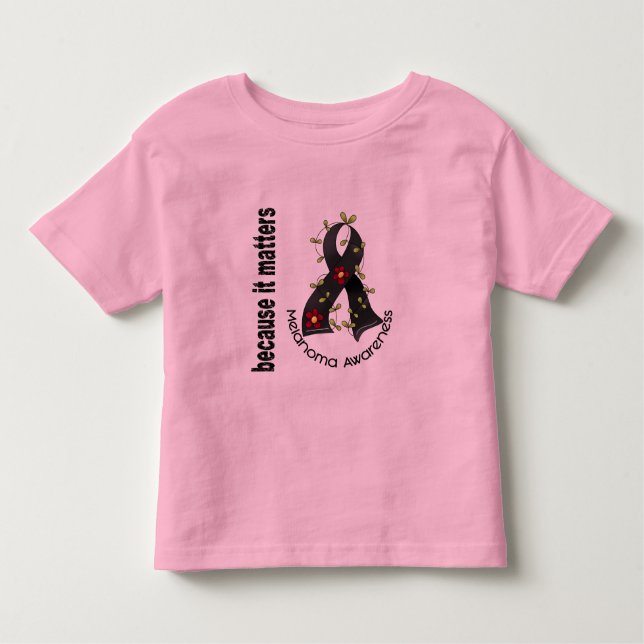 Camiseta Infantil Fita 3 da flor do cancer de pele da melanoma (Frente)