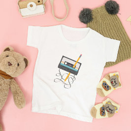 Camiseta Infantil Fita de cassete com retrô musical dos anos 80 engr