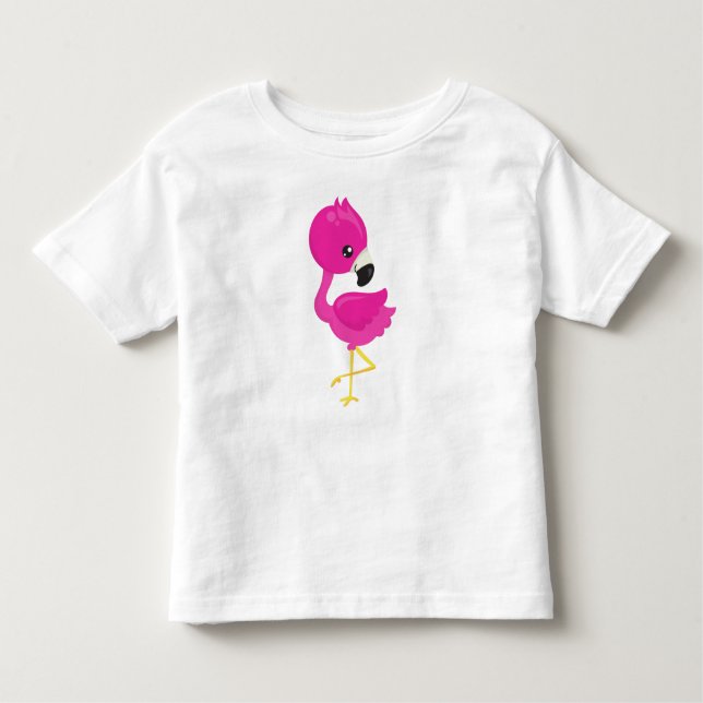 Camiseta Infantil Flamingo Bonito, Flamingo Rosa, Baby Flamingo, Bir (Frente)