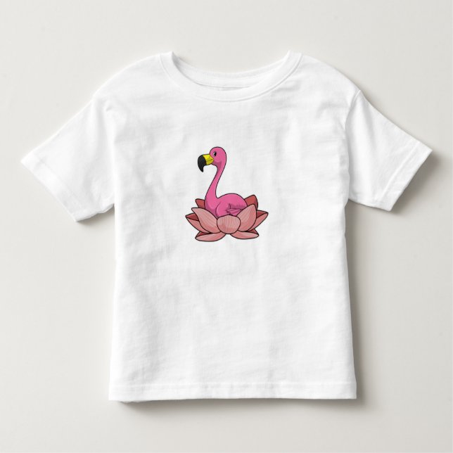 Camiseta Infantil Flamingo com flor de Lotus (Frente)