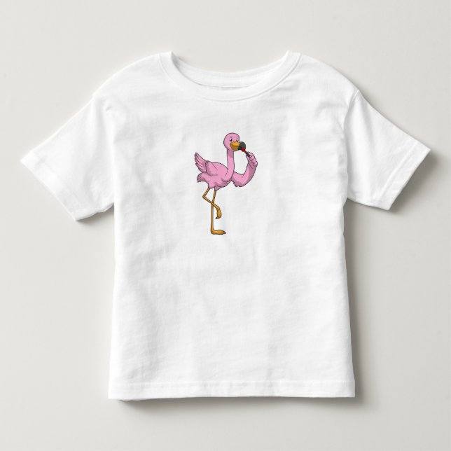 Camiseta Infantil Flamingo com Lábios Vermelhos (Frente)