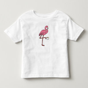 Camiseta Infantil Flamingo com Taça de Café