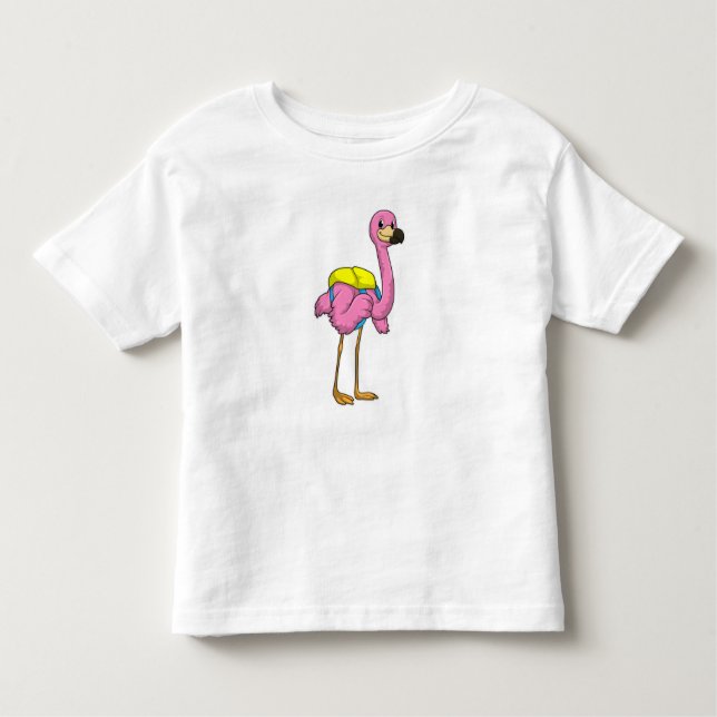 Camiseta Infantil Flamingo como Alunos com saco escolar (Frente)