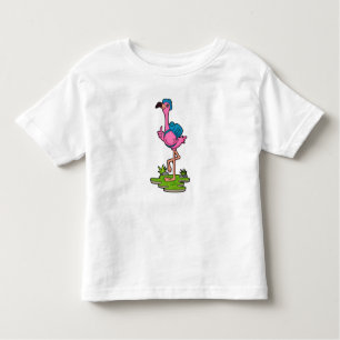 Camiseta Infantil Flamingo como Hiker com mochila