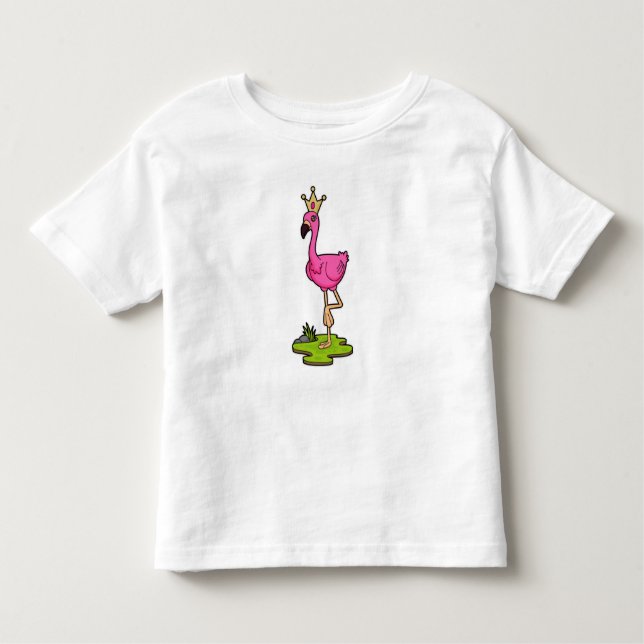 Camiseta Infantil Flamingo como Princesa com Coroa (Frente)