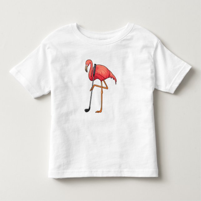 Camiseta Infantil Flamingo no Golf, clube de golfe (Frente)
