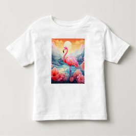 Camiseta Infantil Flamingo Tropical com Flores