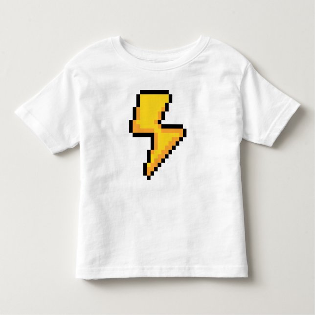 Camiseta Infantil Flash! Estilo de pixel do relâmpago Estilo Novelty (Frente)