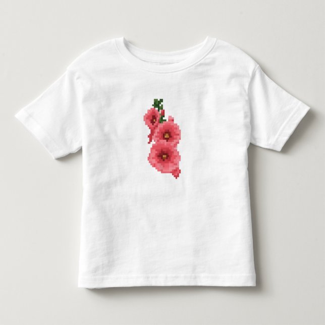 Camiseta Infantil Flor de Malva-Rosa Pixelada (Frente)