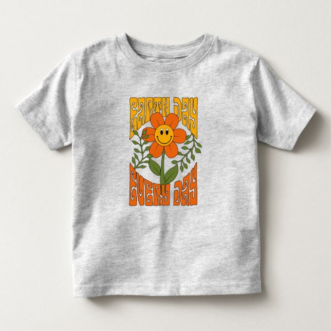 Camiseta Infantil Flor de margarida retrô sorridente dos anos 70 (Frente)