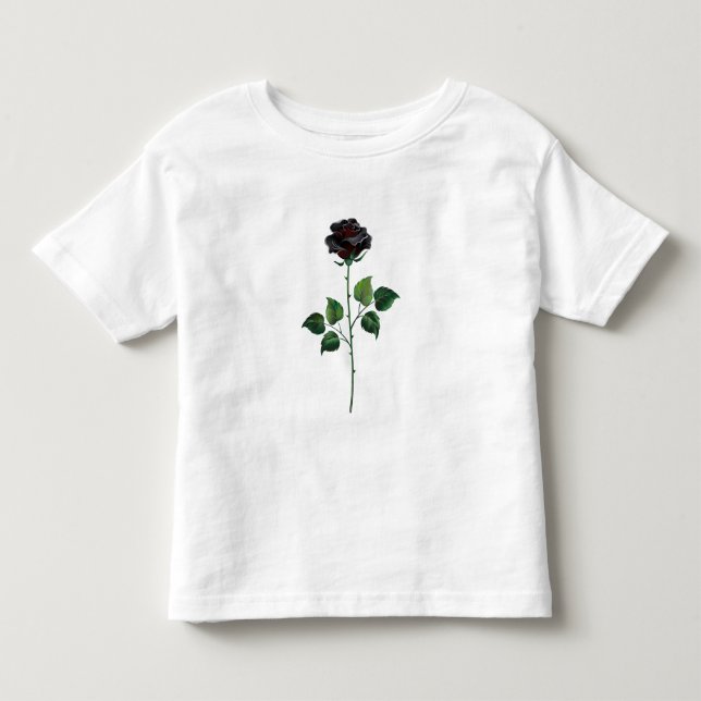 Camiseta Infantil Flor de rosa preta (Frente)