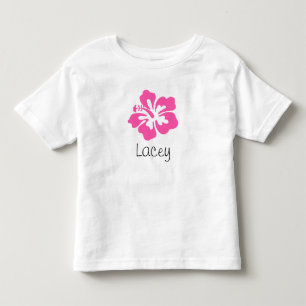 Camiseta Infantil Flor Havaiana Personalizada Hibiscus Rosa