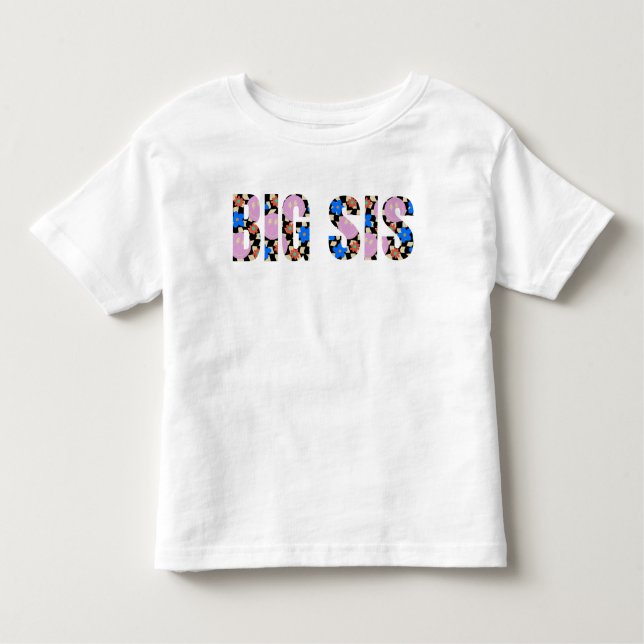 Camiseta Infantil Flor Verificado Com "Big Sis" Retro (Frente)