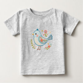 Camiseta Infantil Floral Little Blue Bird