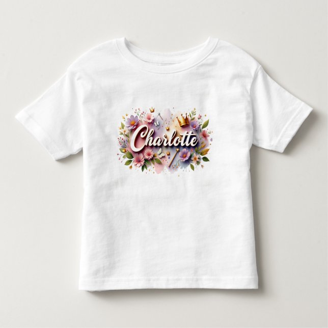 Camiseta Infantil Floral Princesa Personalizada (Frente)