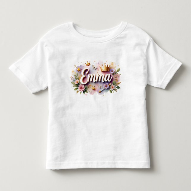 Camiseta Infantil Floral Princesa Personalizada (Frente)