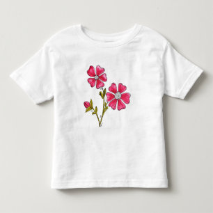 Camiseta Infantil Flores Brancas, Cinzentas, Quentes
