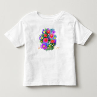 Camiseta Infantil Flores caprichosas de verão rosa
