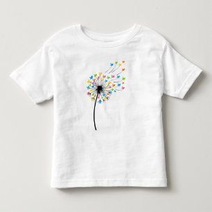 Camiseta Infantil Flores de dente-de-leão voam aves coloridas