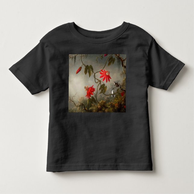 Camiseta Infantil Flores de Paixão com Pássaros Hummingbird (Frente)