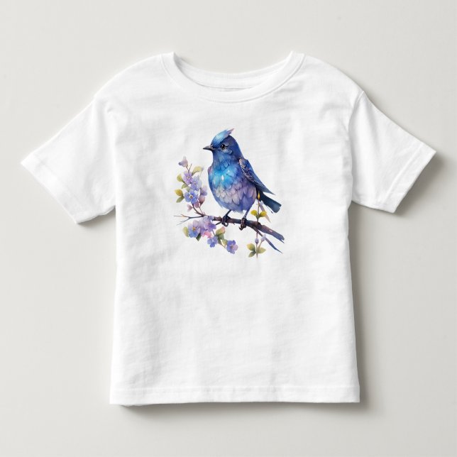 Camiseta Infantil Flores de Pássaro de Fada aquarela Clipart-73611 (Frente)