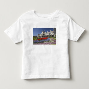 Camiseta Infantil Flores de Primavera e Estação de Trem Histórica,