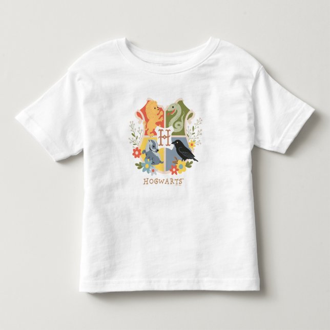 Camiseta Infantil Flores Mágicas Brasão HOGWARTS™ (Frente)
