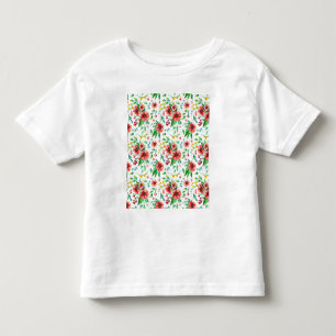 Camiseta Infantil Flores Rosa Pintadas À Mão Padrão Floral- 23498