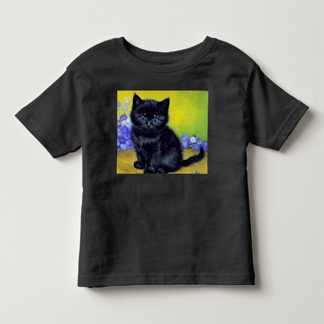 Camiseta Infantil Flores Roxas Pretas de Gogh (Frente)