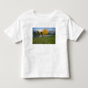 Camiseta Infantil Flores silvestres ao longo do Lago Swiftcurrent no