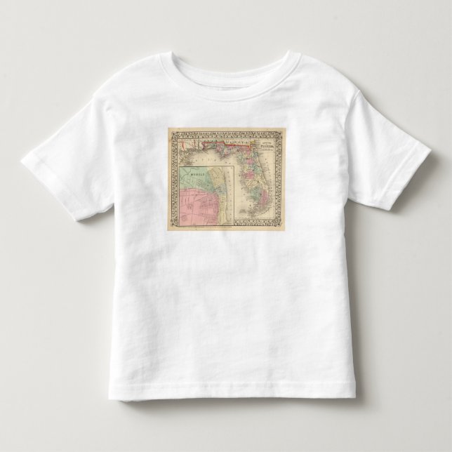 Camiseta Infantil Florida, mapa móvel por Mitchell (Frente)
