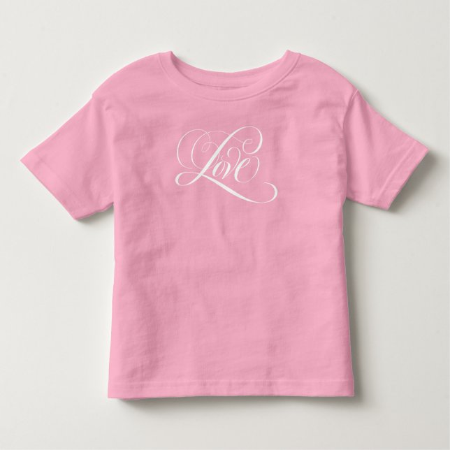 Camiseta Infantil Floured Baby Love Script Calliografia Namorados (Frente)