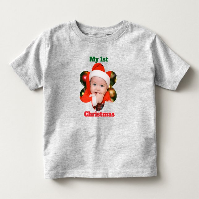 Camiseta Infantil Flower Shape My 1st Christmas Photo (Frente)