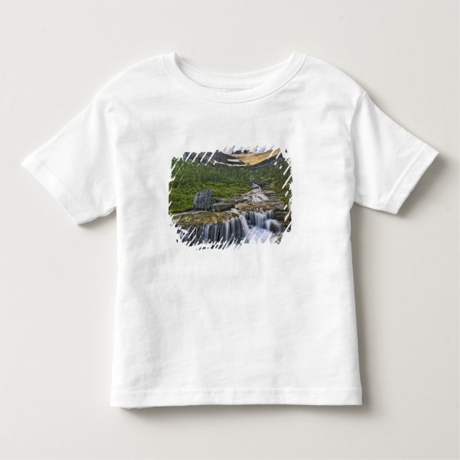Camiseta Infantil Fluxo em cascata, Parque Nacional Glacier, (Frente)