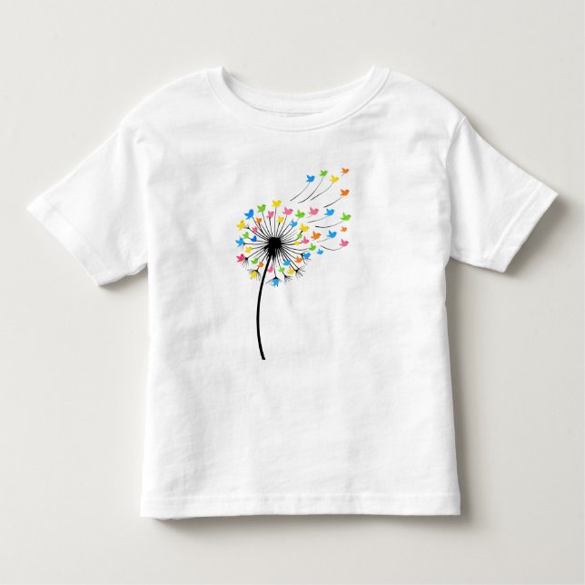 Camiseta Infantil Flying colorful birds dandelion flow (Frente)