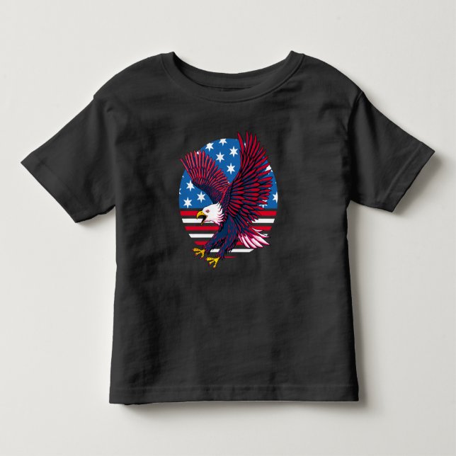 Camiseta Infantil Flying Eagle e American Flag (Frente)