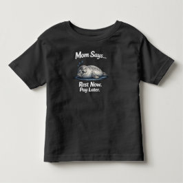 Camiseta Infantil Foca Engraçada Descansa Agora Paga Depois Menino