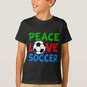 Camiseta Infantil Fofa de Futebol Paz e Amor 