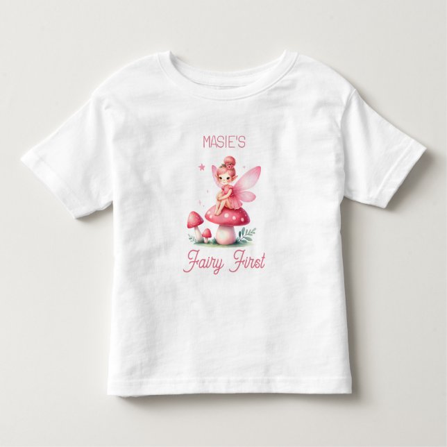 Camiseta Infantil Fofa "Fada Primeiro" Primeiro Aniversário Marco  (Frente)