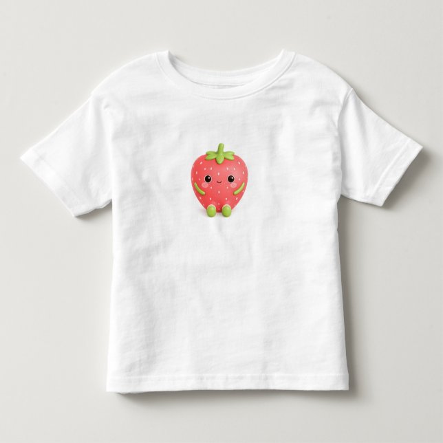 Camiseta Infantil Fofa Kawaii de Morango  (Frente)