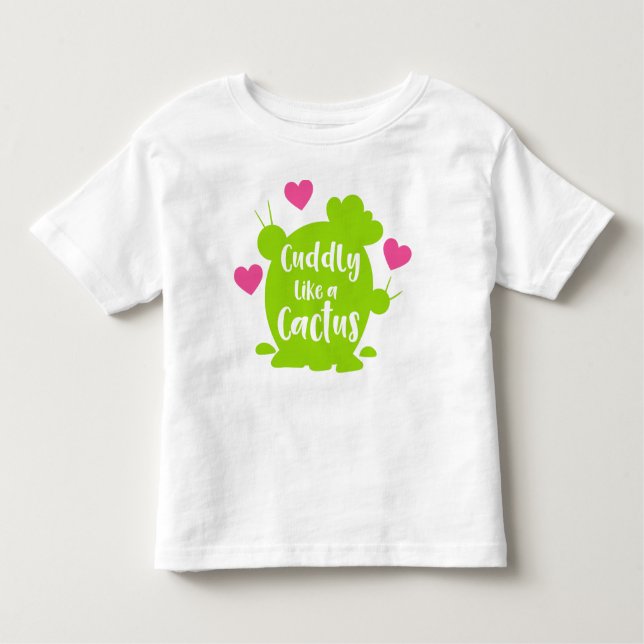 Camiseta Infantil Fofinho Como Cacto, Cactos, Suculente, Corações (Frente)