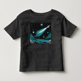 Camiseta Infantil – Foguete Espacial Cinza e Azul